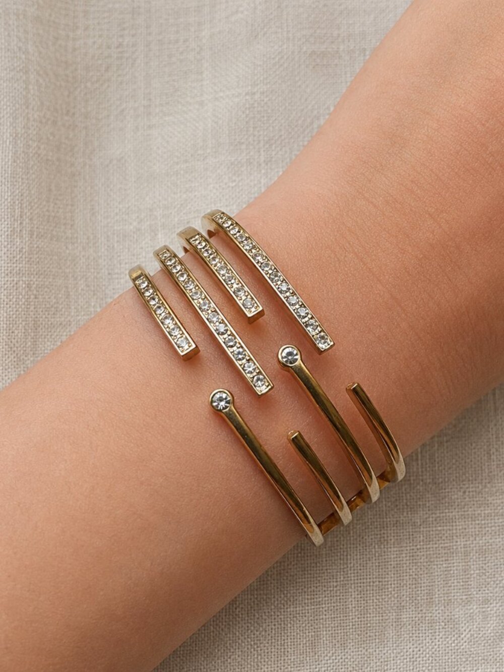 Gold-Plated Statement Hinged Cuff Bracelet - Women Accessories